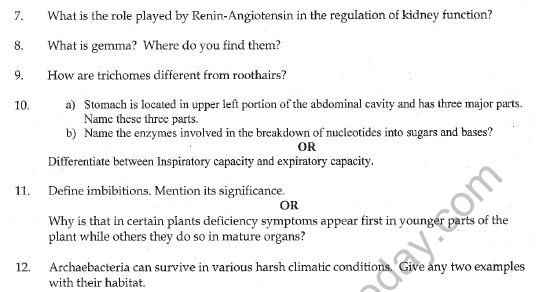 CBSE Class 11 Biology Sample Paper Set F Solved